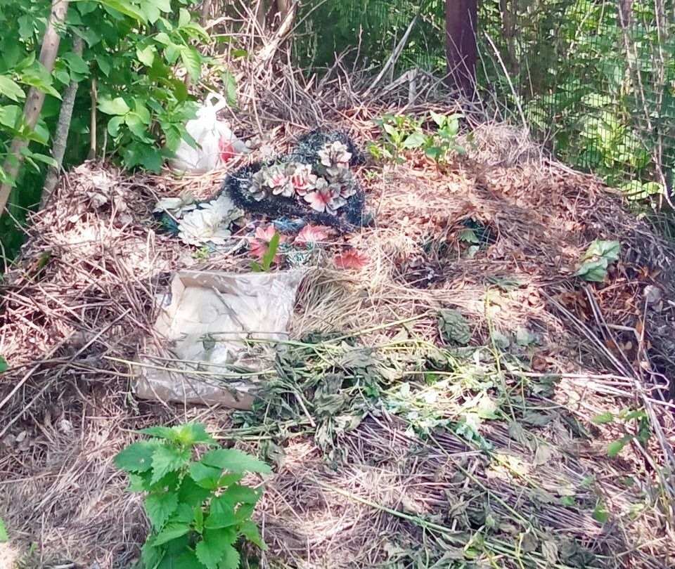 Купа сміття під цвинтарними воротам